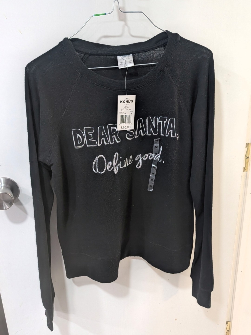 Freeze Black 'Dear Santa, Define Good.' Crewneck Sweater